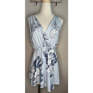 LF Three Days Light Blue Floral Print Romper sz M